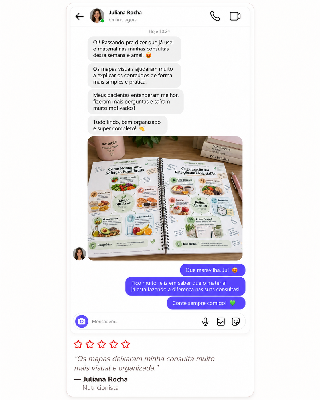 Conversa da nutricionista Juliana Rocha sobre os mapas visuais