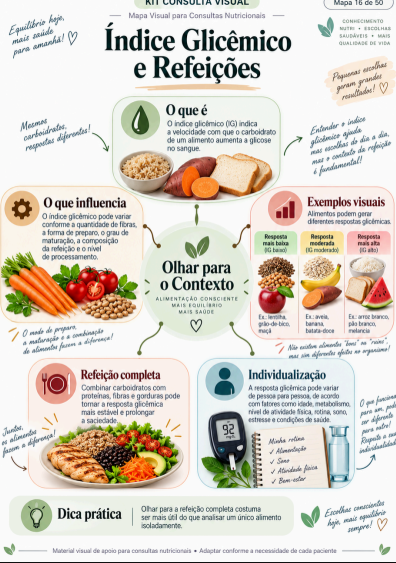 Mapa visual — Índice Glicêmico e Refeições
